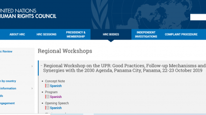 Regional Workshop on the UPR: Good Practices, Follow-up Mechanisms and Synergies with the 2030 Agenda, Panama City, Panama, 22-23 October 2019