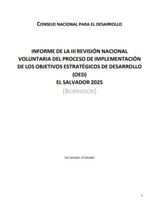 Portada Informe Nacional Voluntario 2025 - El Salvador